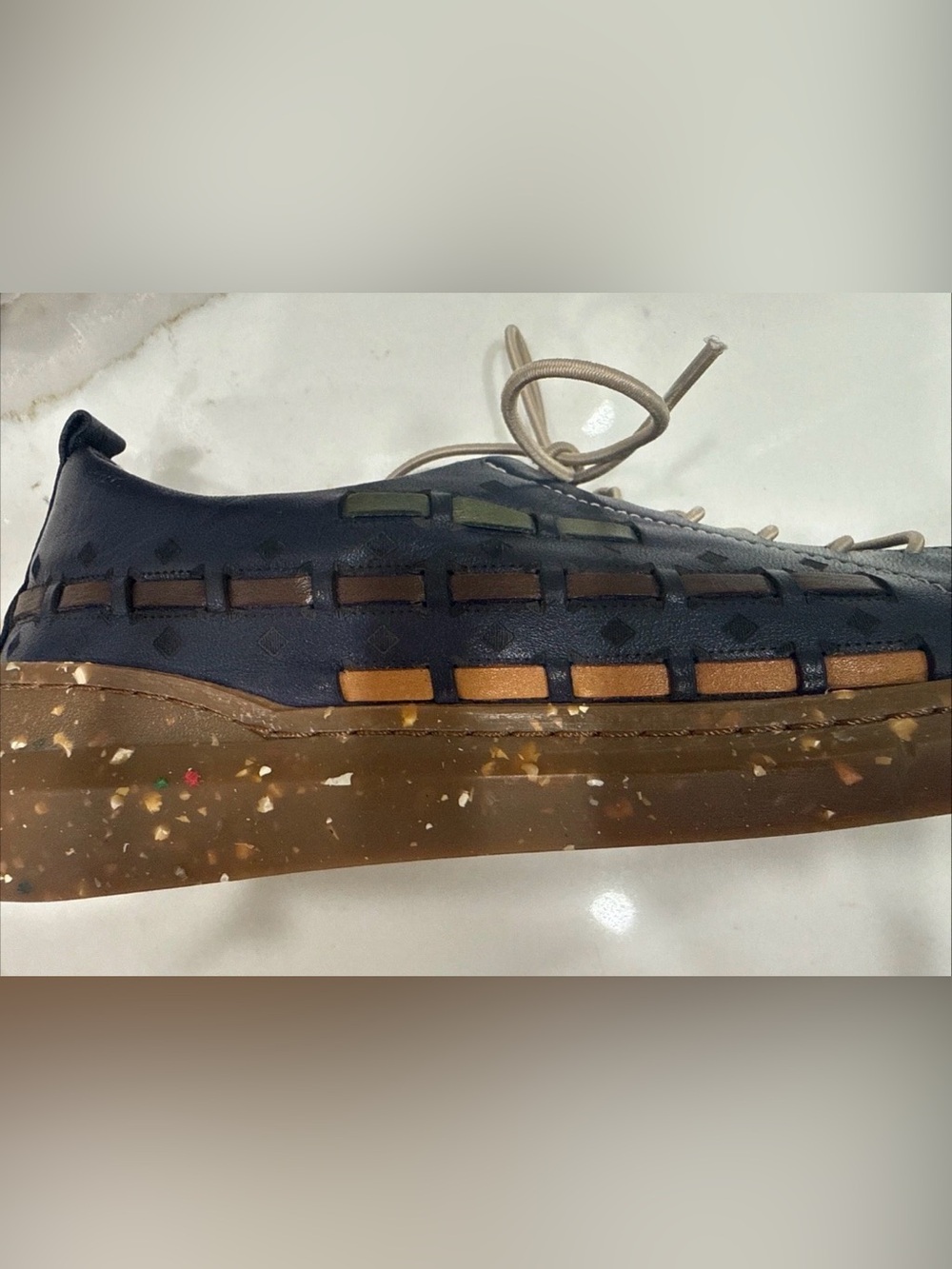 Biza Iris Leather Woven Sneaker In Blue Sz 9 US 40 EU NWT Ret $133 - Picture 6 of 9